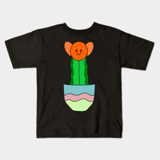 Cute Cactus Design #19: Happy Red Flower Cactus Kids T-Shirt